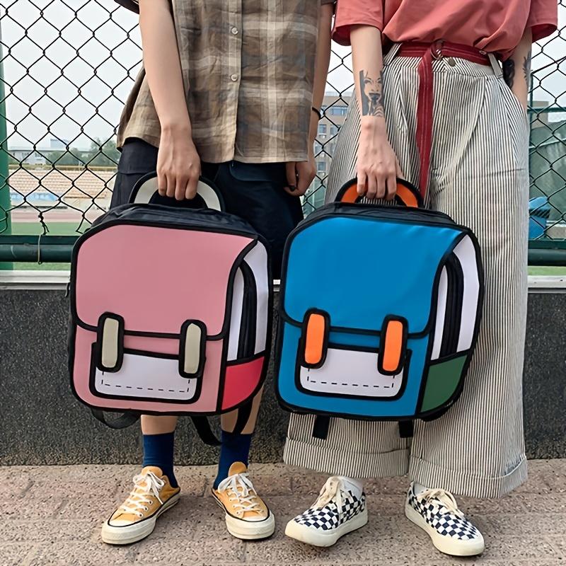 Fashion Unisex 2D Drawing Backpack Cute Cartoon Bag Comic Bookbag Women Men Daypack Travel Rucksack Bag