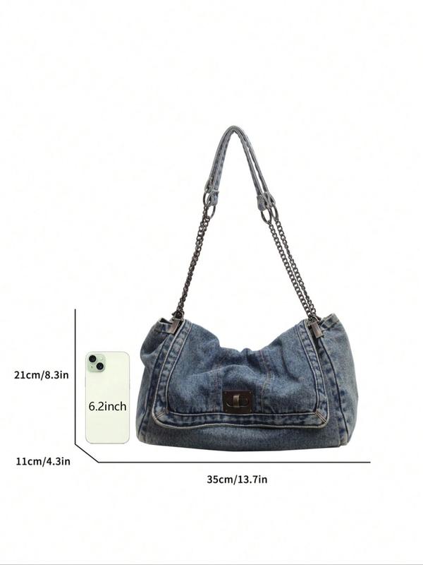 Fashion Denim Shoulder Bag, 2024 New Style Casual Versatile Crossbody Bag for Women, Trendy All-match Commuter Bag for Daily Travel Work Commute