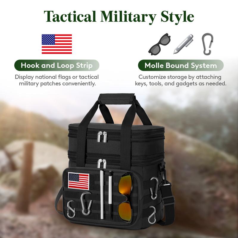 Lifewit Double Deck Tactical Lunch Box for Men, Expandable Leakproof Insulated Large Lunch Cooler with MOLLE Webbing and Shoulder Straps, Heavy Duty Lunch Bag for Men Work Camping Picnic, 16L