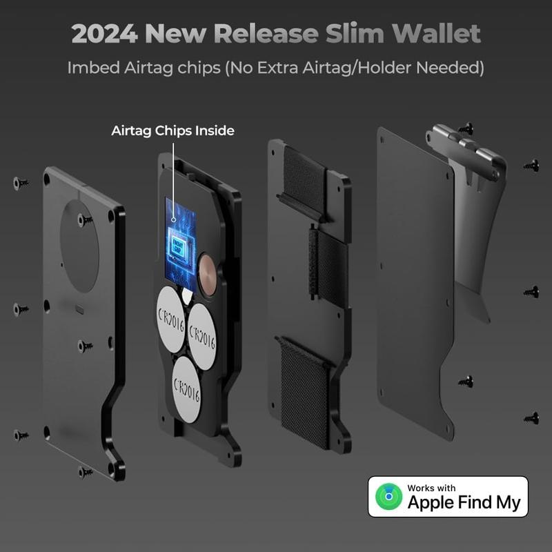 Air Wallet For Men,  Built-in Air Tag Chip & RFID Safe, Only IOS, Can hold up to 12 cards