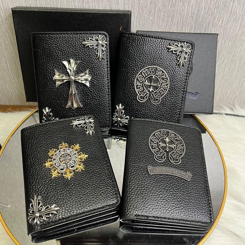 Chrome Hearts wallets for men and women, high quality leather with outstanding 3D logo, full box, durable and fashionable, men wallets, gift for him