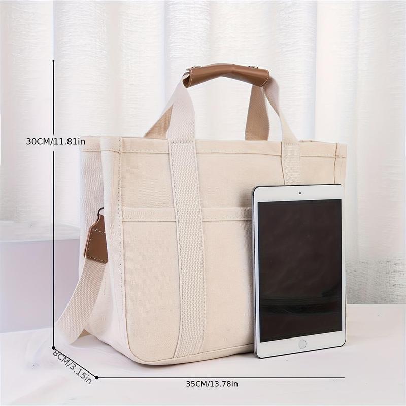 Women'S Canvas Tote Bag, Multi-Pocket Large-Capacity Messenger Bag-Stylish, Spacious And Durable Multifunctional Handbag Shoulder Tote Bag, Shoulder Strap And Compartment