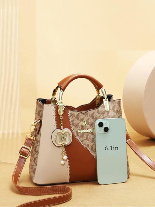 Women's Fashionable Letter Pattern Handbag & Wallet Set, Casual Large Capacity Shoulder Bag Set for Daily Used, Trendy Versatile High-quality Daily Commuting Bag