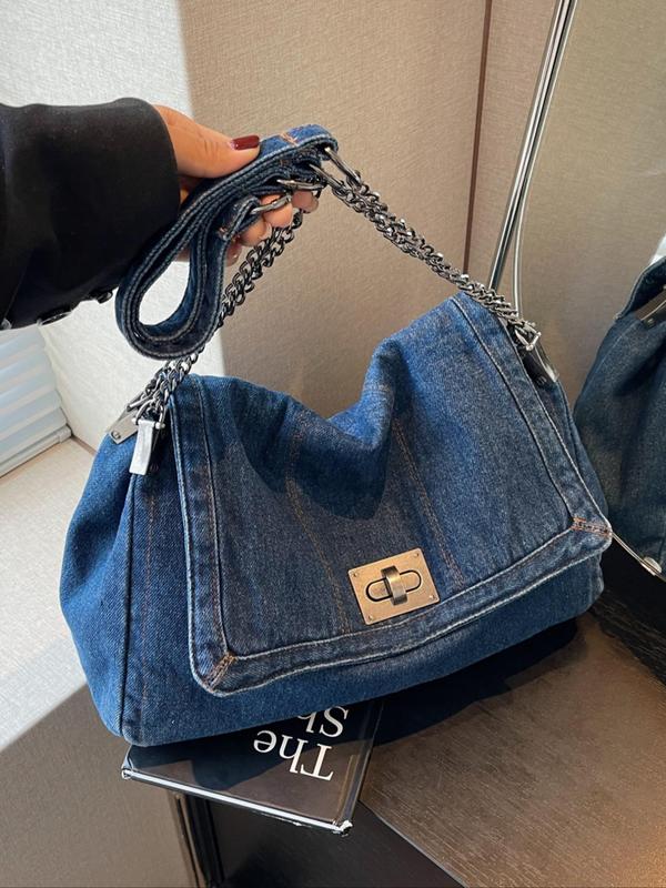 Fashion Denim Shoulder Bag, 2024 New Style Casual Versatile Crossbody Bag for Women, Trendy All-match Commuter Bag for Daily Travel Work Commute