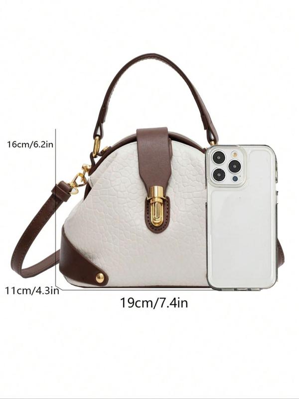 Women's Elegant Colorblock Handbag, Fashionable PU Leather Crossbody Bag, Casual Trendy Versatile High-end Commuting Bag