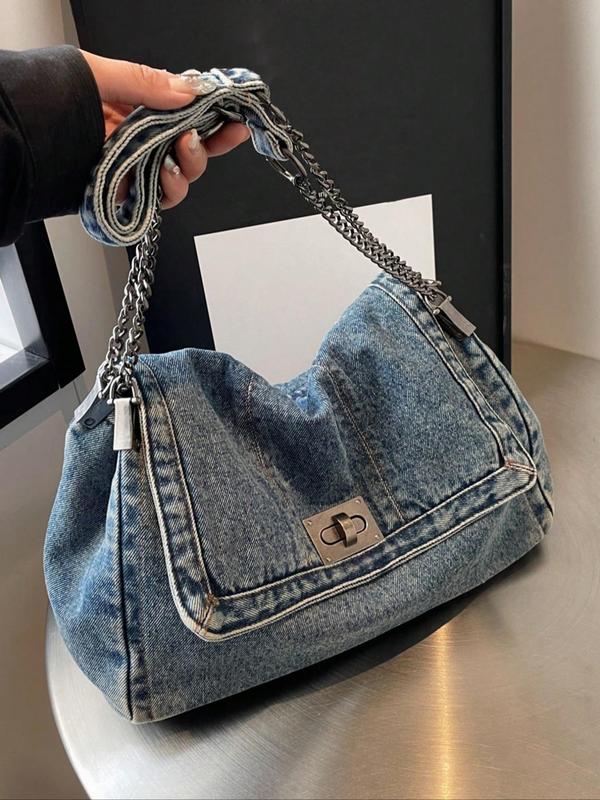 Fashion Denim Shoulder Bag, 2024 New Style Casual Versatile Crossbody Bag for Women, Trendy All-match Commuter Bag for Daily Travel Work Commute