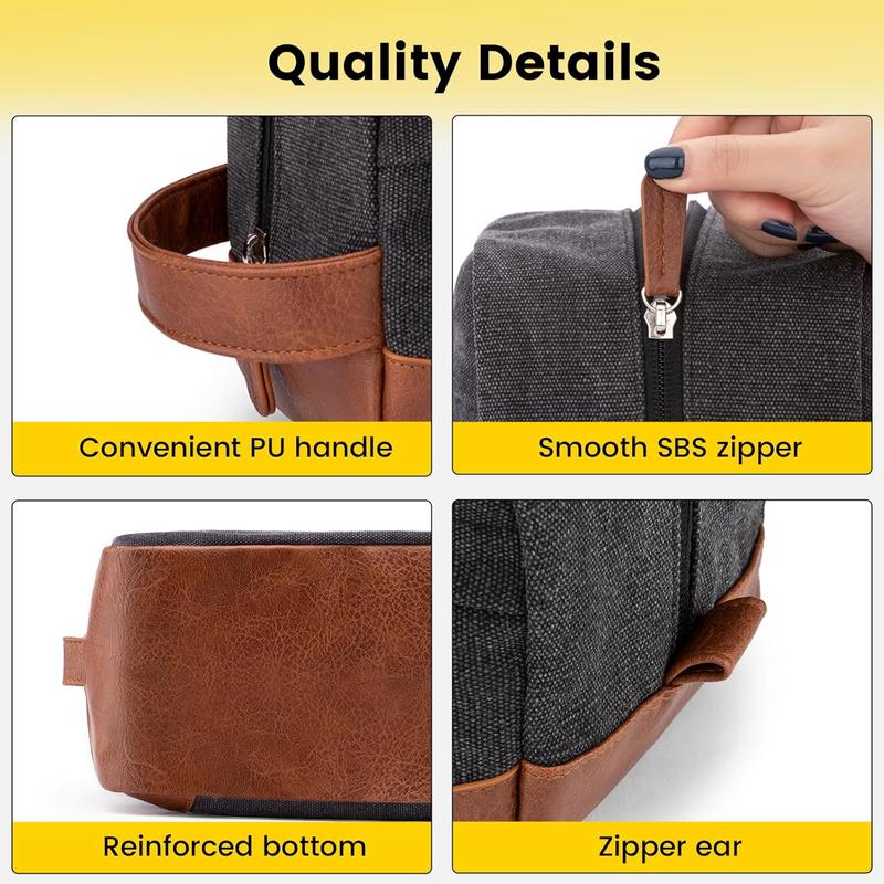 Toiletry Bag Hanging Dopp Kit for Men Water Resistant Canvas Shaving Bag with Large Capacity for Travel