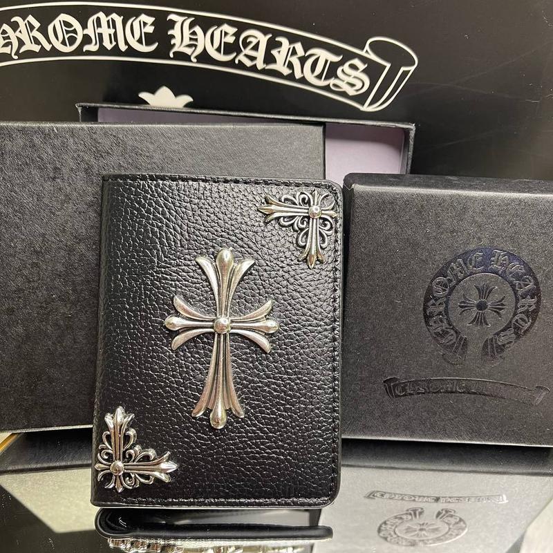 Chrome Hearts wallets for men and women, high quality leather with outstanding 3D logo, full box, durable and fashionable, men wallets, gift for him