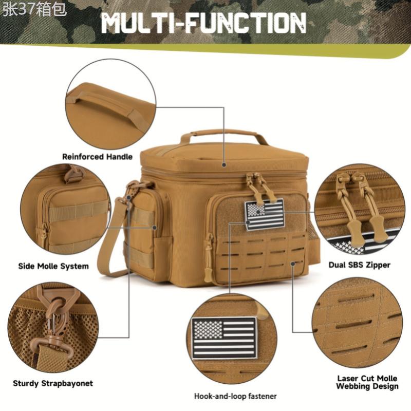 Lunch Bag For Men, Heavy Duty Lunch Box Work Leakproof Insulated Durable Thermal Cooler Bag For Adult, For Office Camping Picnic MOLLE Webbing