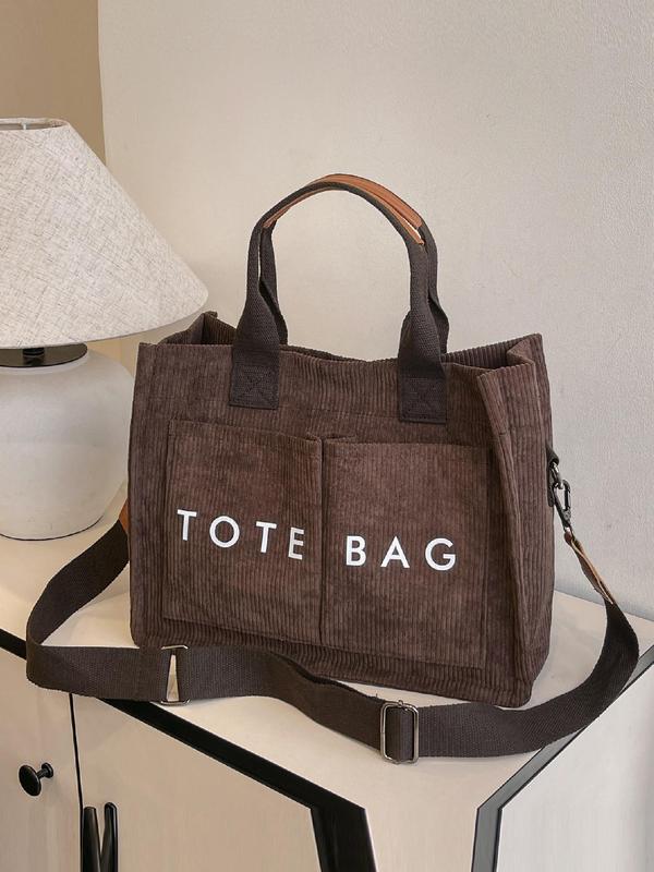 Fashion Letter Pattern Tote Bag, Casual Large Capacity Shoulder Bag for Women, Trendy All-match Bag for Daily Life & Work