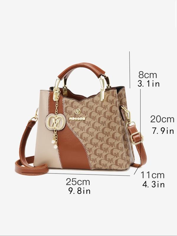 Women's Fashionable All Over Print Handbag & Wallet & Pouch Set, Casual Versatile Shoulder Bag Set for Daily Used, Trendy High-quality Daily Commuting Bag