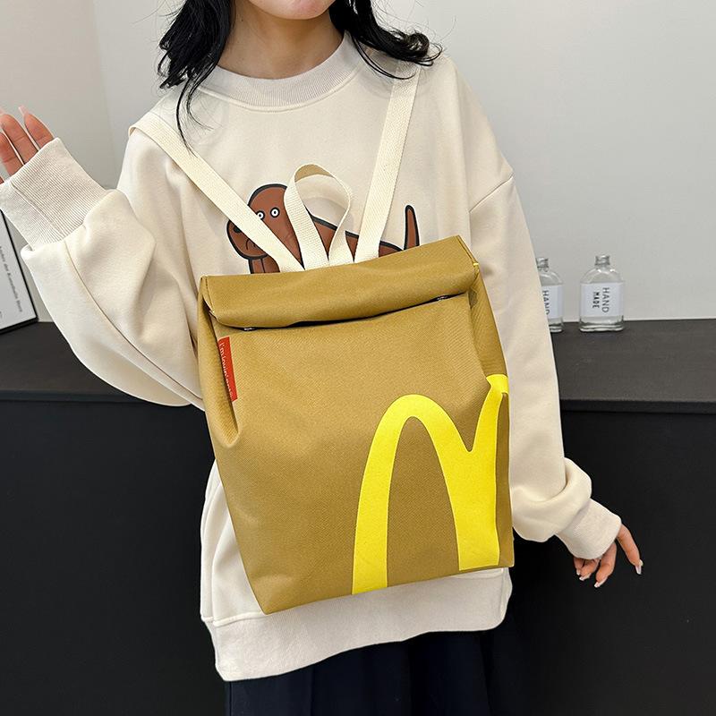 McDonald's Backpack - Large Capacity Retro Paper Bag Canvas Notebook Bag for Unisex Adults Multifunction Camo