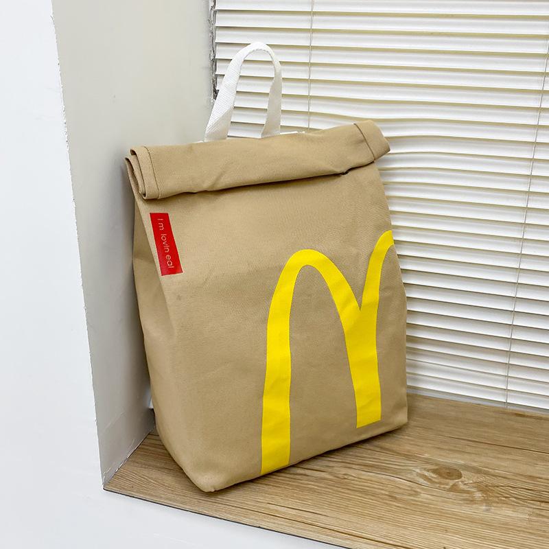 McDonald's Backpack - Large Capacity Retro Paper Bag Canvas Notebook Bag for Unisex Adults Multifunction Camo