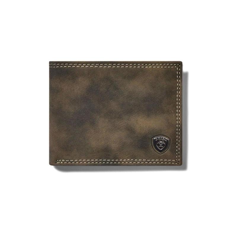 Ariat Wallet Men's Bifold Shield Concho Leather Grey Money Clip - A3545006