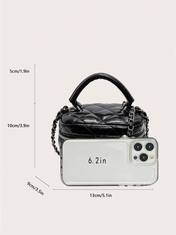 Women's Fashionable Solid Color Quilted Crossbody Bag, Elegant Mini Handbag with Heart Decor, Casual Trendy Versatile High-quality Daily Commuting Bag