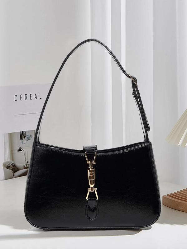 Women's Solid Color Shoulder Bag, Fashionable PU Leather Square Bag for Daily Used, Casual Trendy Versatile High-quality Daily Commuting Bag