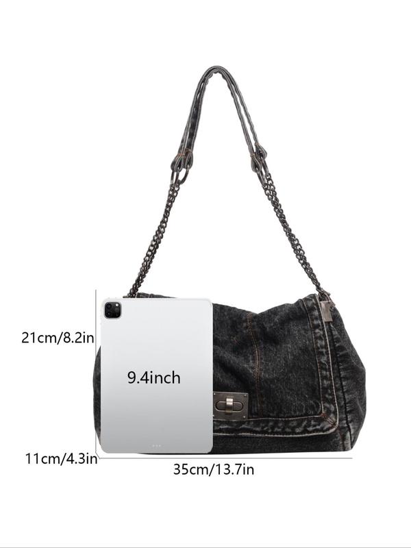 Fashion Denim Shoulder Bag, 2024 New Style Casual Versatile Crossbody Bag for Women, Trendy All-match Commuter Bag for Daily Travel Work Commute