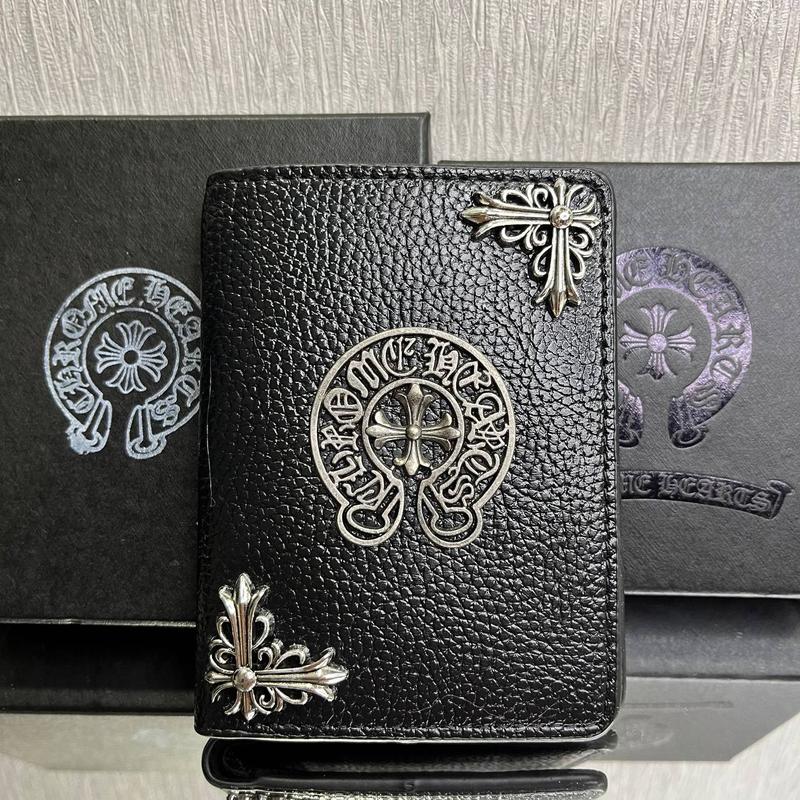 Chrome Hearts wallets for men and women, high quality leather with outstanding 3D logo, full box, durable and fashionable, men wallets, gift for him