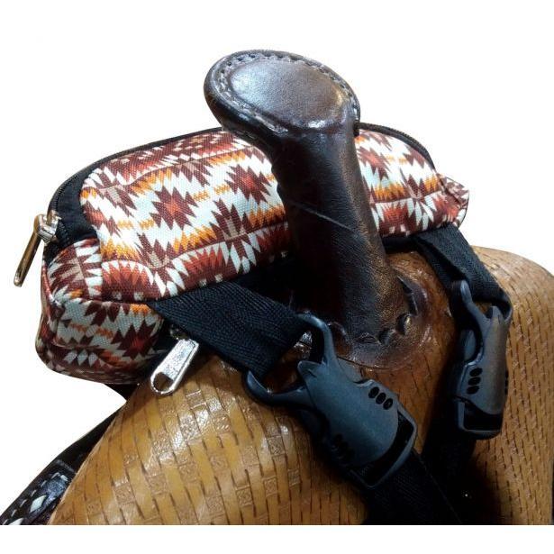 Burned Pattern Print Insulated Nylon Saddle Pouch