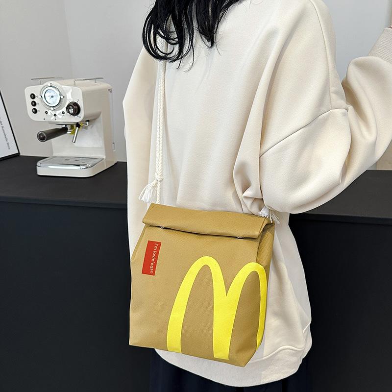 McDonald's Backpack - Large Capacity Retro Paper Bag Canvas Notebook Bag for Unisex Adults Multifunction Camo