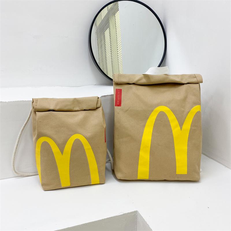 McDonald's Backpack - Large Capacity Retro Paper Bag Canvas Notebook Bag for Unisex Adults Multifunction Camo