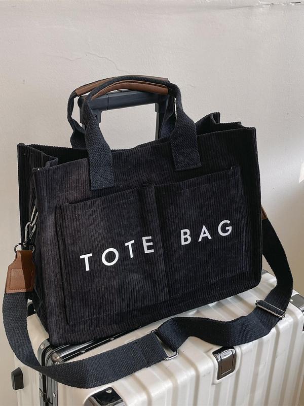 Fashion Letter Pattern Tote Bag, Casual Large Capacity Shoulder Bag for Women, Trendy All-match Bag for Daily Life & Work