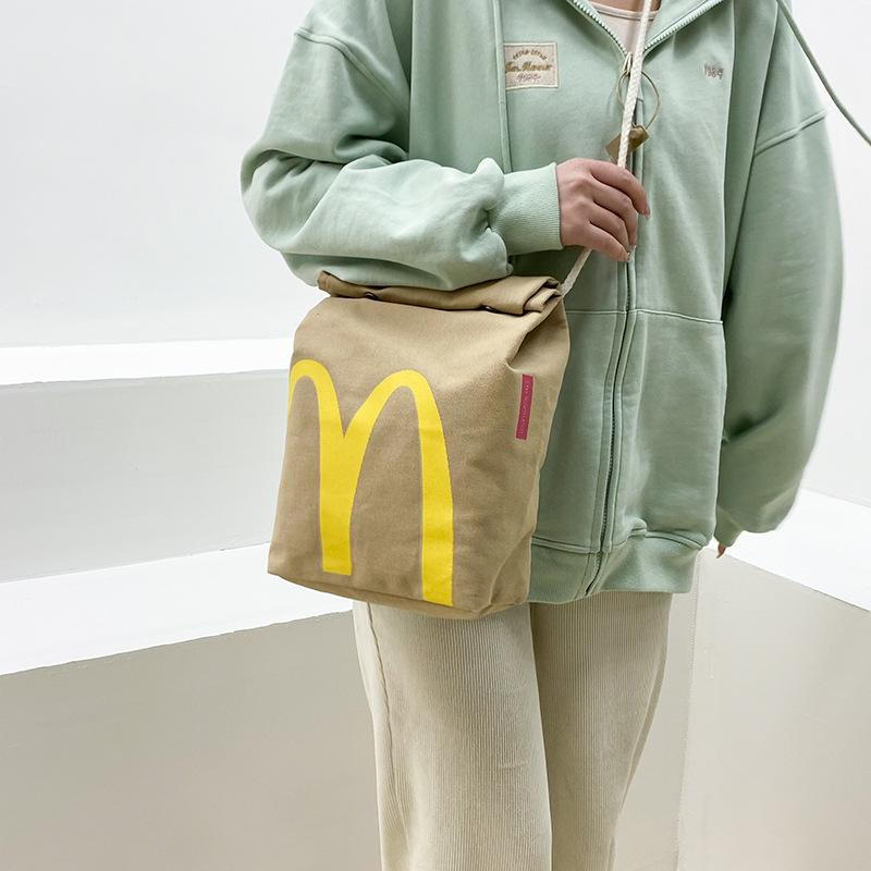 McDonald's Backpack - Large Capacity Retro Paper Bag Canvas Notebook Bag for Unisex Adults Multifunction Camo