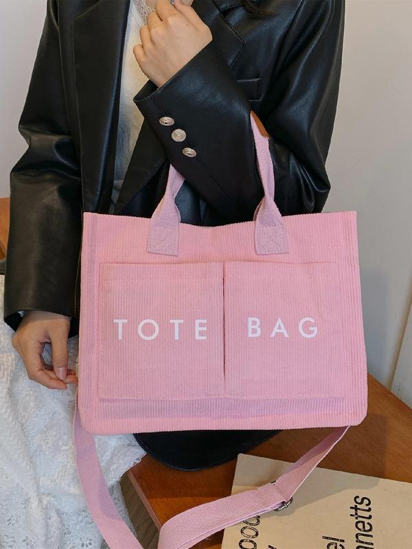 Fashion Letter Pattern Tote Bag, Casual Large Capacity Shoulder Bag for Women, Trendy All-match Bag for Daily Life & Work