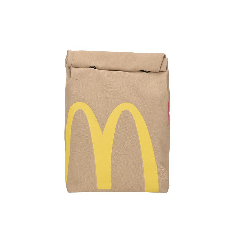 McDonald's Backpack - Large Capacity Retro Paper Bag Canvas Notebook Bag for Unisex Adults Multifunction Camo