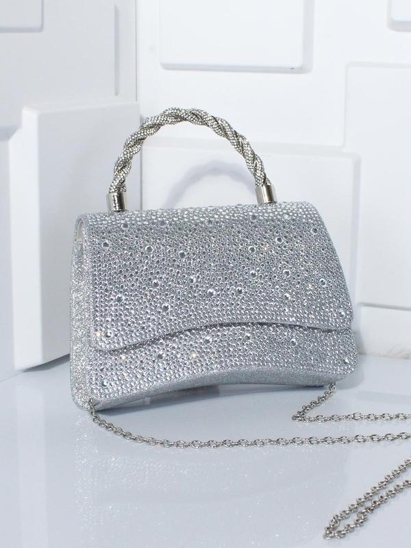 Women's Elegant Rhinestone Decorated Evening Bag, Exquisite Trendy Chain Strap Crossbody Bag, Fashionable Bag for Party Decoration