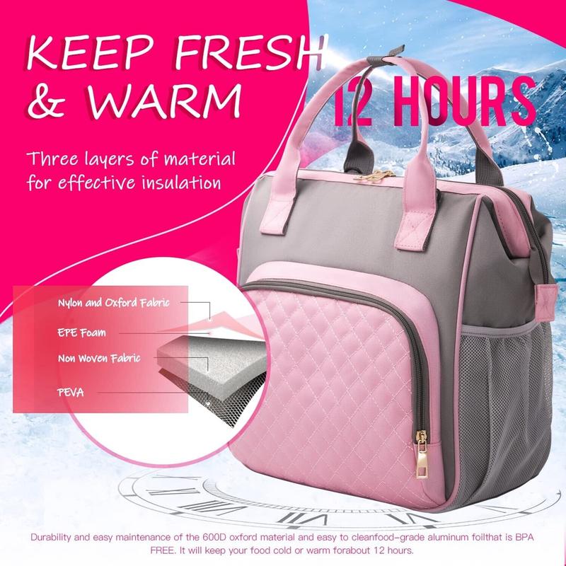 Go in Style & Insulated Anytime!Large Insulated Lunch Bag for Woman,3 Carrying Way Tote Bag,Leakproof, Perfect for Valentine's Day surprises!