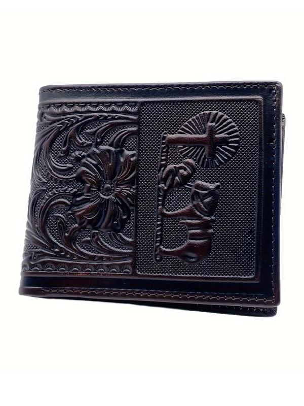 Men's Business Style Floral Embossed Short Wallet, Vintage Trendy Bifold Wallet, Fashionable Multi-card Slot Card Holder for Daily Use