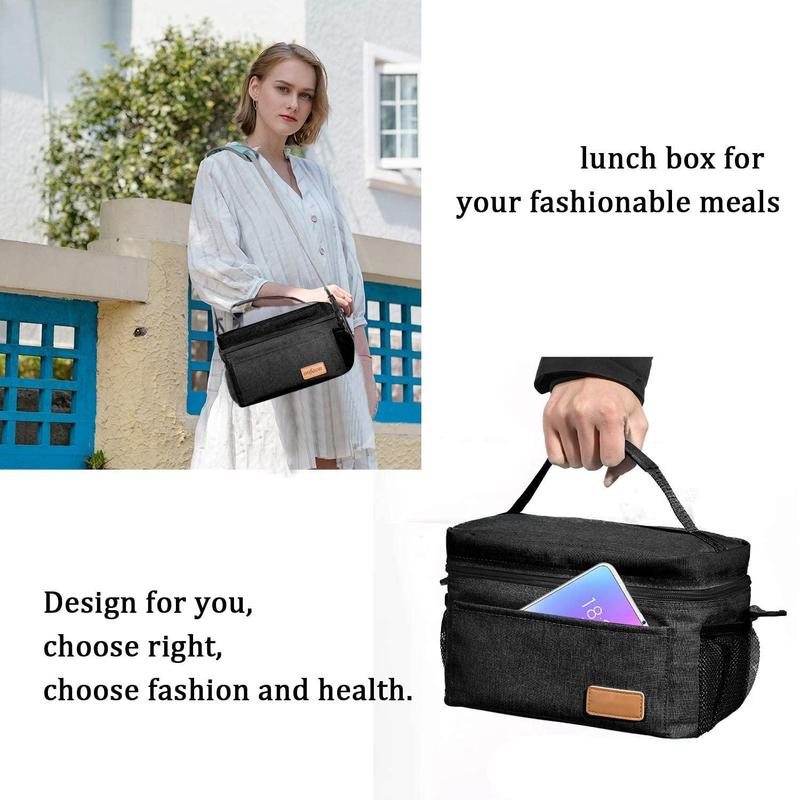 Lunch Bag for Men Women, Insulated Reusable Lunch Box Leakproof Cooler Tote Bag Freezer Freezer with Adjustable Shoulder Strap for Office Work Picnic Beach