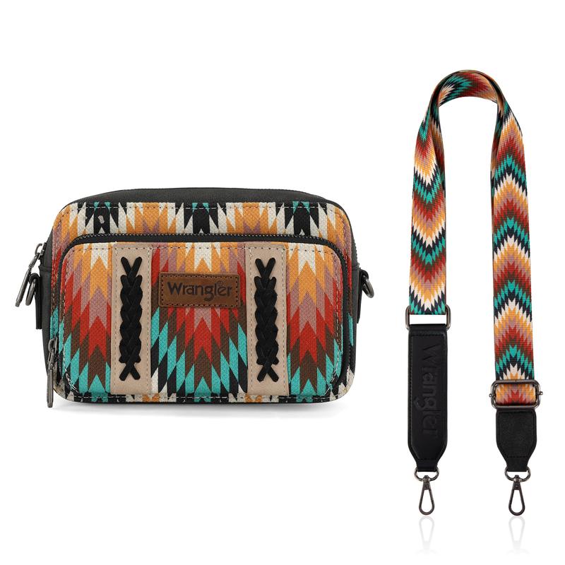 Wrangler [MegaLive] Southwestern Pattern Print Camera Bag for Women Shoulder Handbag with Adjustable Strap