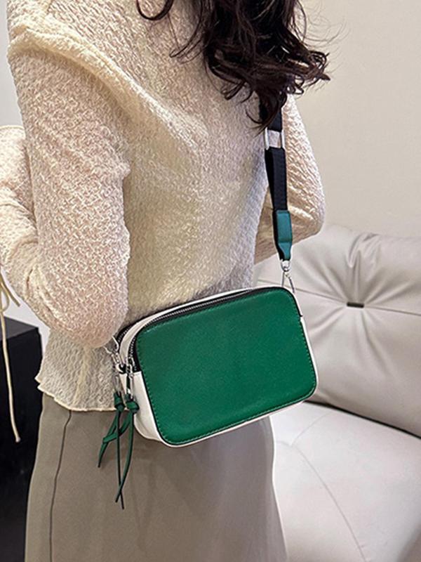 Fashion Colorblock Mini Square Bag, with Zipper Adjustable Strap, Casual Versatile Crossbody Bag for Women, Trendy All-match Commuter Bag for Daily Used