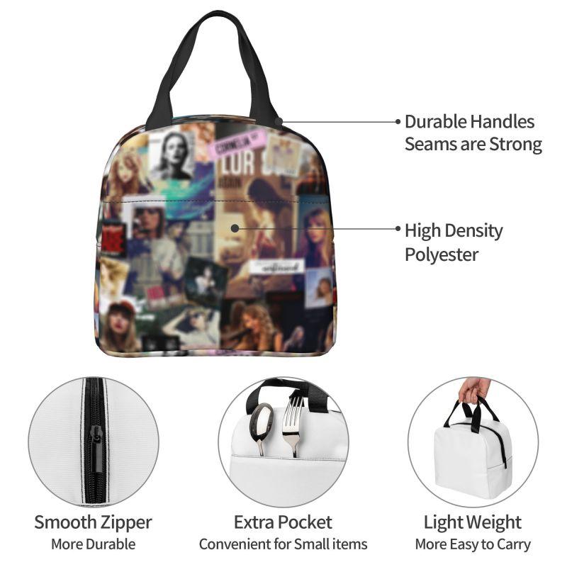 Swift Popular Insulated Lunch Bag Women Tote Bag for Music Lovers, Large Capacity Lunch Box, Reusable Lunch Box for Party Picnic Work