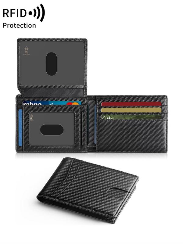 Men's Business Minimalist Carbon Fiber Card Holder, RFID Blocking Card Holder, Slim Front Pocket Wallet, Portable Wallet for Men