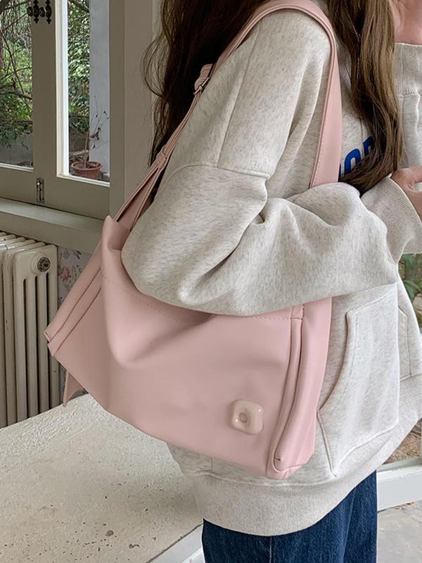 Women's Solid Color Crossbody Bag, Fashionable Large Capacity Shoulder Bag for Work & School, Casual Trendy Versatile High-quality Daily Commuting Bag