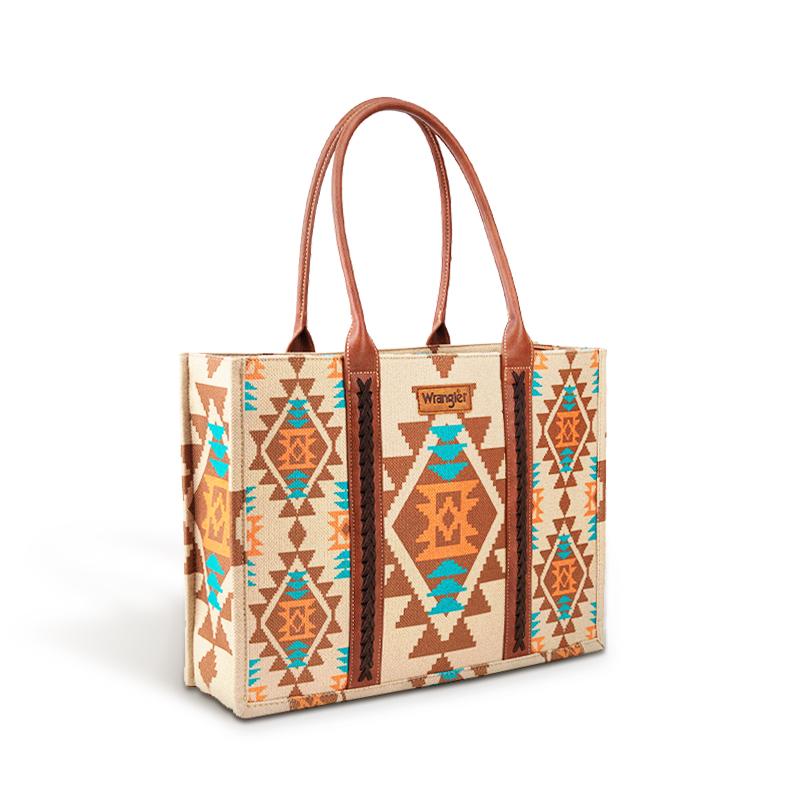 Wrangler [MegaLive] Southwestern Dual Sided Print Wide Canvas Tote