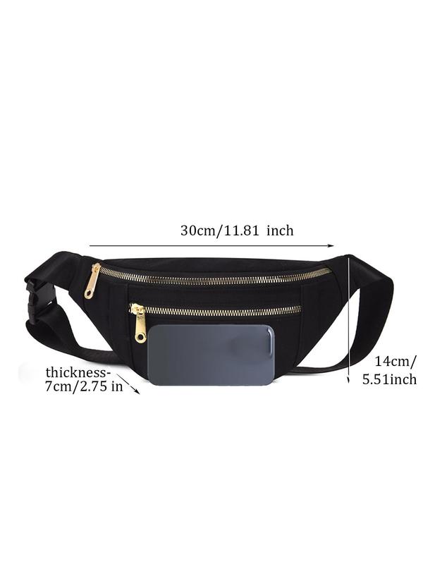 Women's Fashion Zipper Fanny Pack, Casual Plain Color Chest Bag with Adjustable Strap, Trendy Versatile High-quality Daily Commuting Bag, Girl Fashionable Shopping Bag