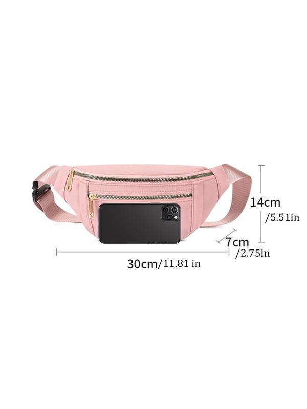 Women's Fashion Zipper Fanny Pack, Casual Plain Color Chest Bag with Adjustable Strap, Trendy Versatile High-quality Daily Commuting Bag, Girl Fashionable Shopping Bag