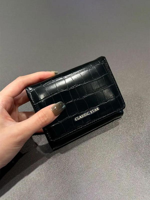 Women's Fashionable Crocodile Embossed Letter Design Bifold Wallet, Casual Multi-card Large Capacity Card Holder, Retro Student Wallet