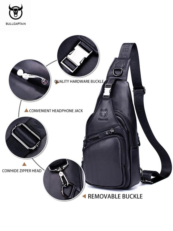 Men's Casual Solid Color Sling Bag, Fashionable Large Capacity Chest Bag for Daily Life, Casual Trendy Versatile High-quality Daily Commuting Bag