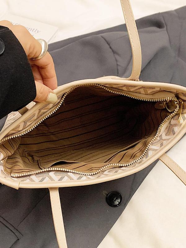 Women's Fashionable All Over Pattern Tote Bag with Charm, Casual Large Capacity Shoulder Bag for Daily Used, Trendy Versatile High-quality Daily Commuting Bag