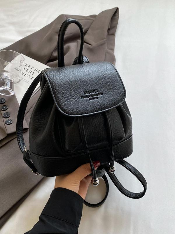 Women's Solid Color Bucket Bag Backpack, Fashionable Pu Leather Backpack for Daily Used, Casual Trendy Versatile High-quality Daily Commuting Bag