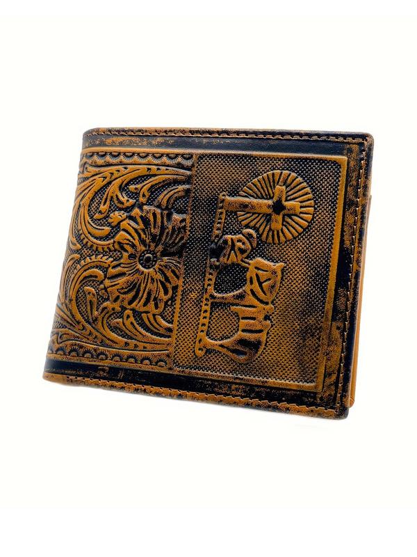 Men's Business Style Floral Embossed Short Wallet, Vintage Trendy Bifold Wallet, Fashionable Multi-card Slot Card Holder for Daily Use