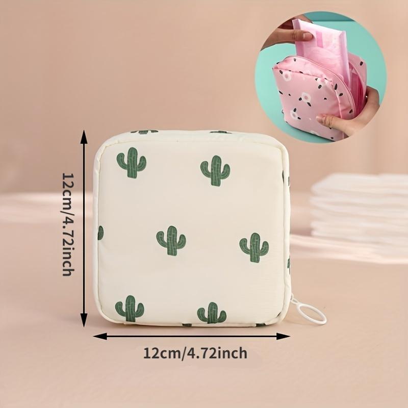 Cartoon Print Travel Storage Bag Set, 4 Counts set Multifunctional Sanitary Napkin Storage Bag, Zipper Storage Organizer for Toiletries, Sanitary Napkins, Cosmetics