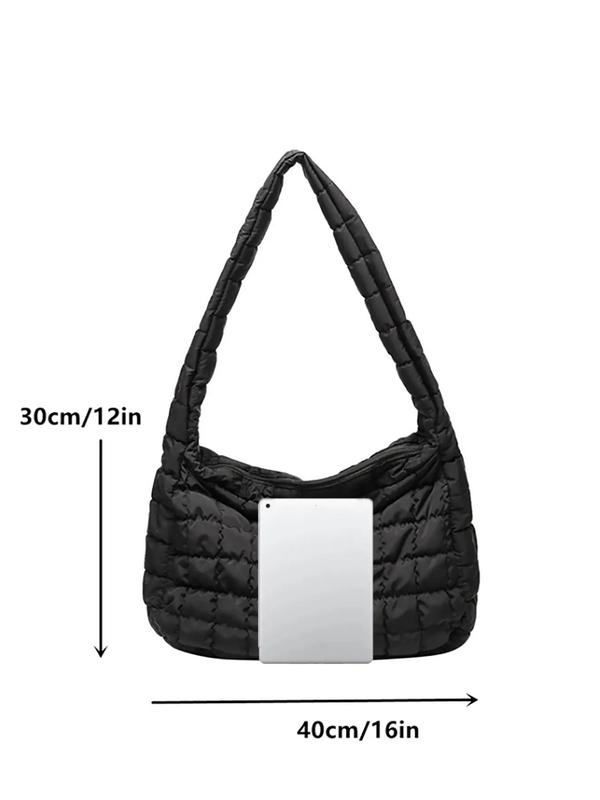 Women's Solid Color Quilted Design Crossbody Bag, Fashionable Large Capacity Shoulder Bag for Daily Used, Casual Trendy Versatile High-quality Daily Commuting Bag