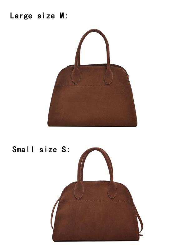 Women's Solid Color Suede Tote Bag, Fashionable Large Capacity Shoulder Bag for Work & Daily Used, Casual Trendy Versatile High-quality Daily Commuting Bag