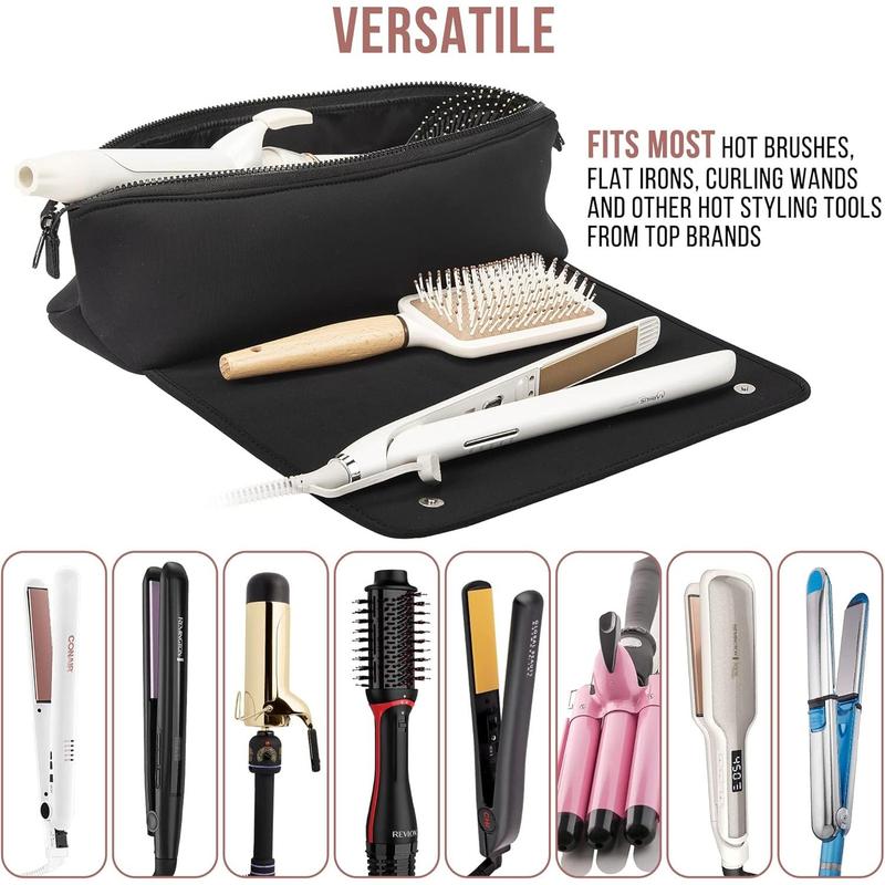 Hair Tools Travel Bag and Heat Resistant Mat for Flat Irons,Straighteners, Curling Iron, and Haircare Accessories,2-in-1 design, with Interior Pockets